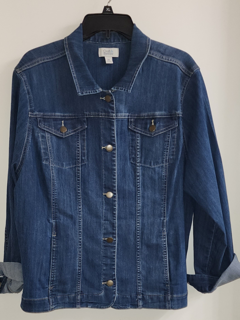 croft & barrow Dark Blue Denim Jacket with Chest Pockets